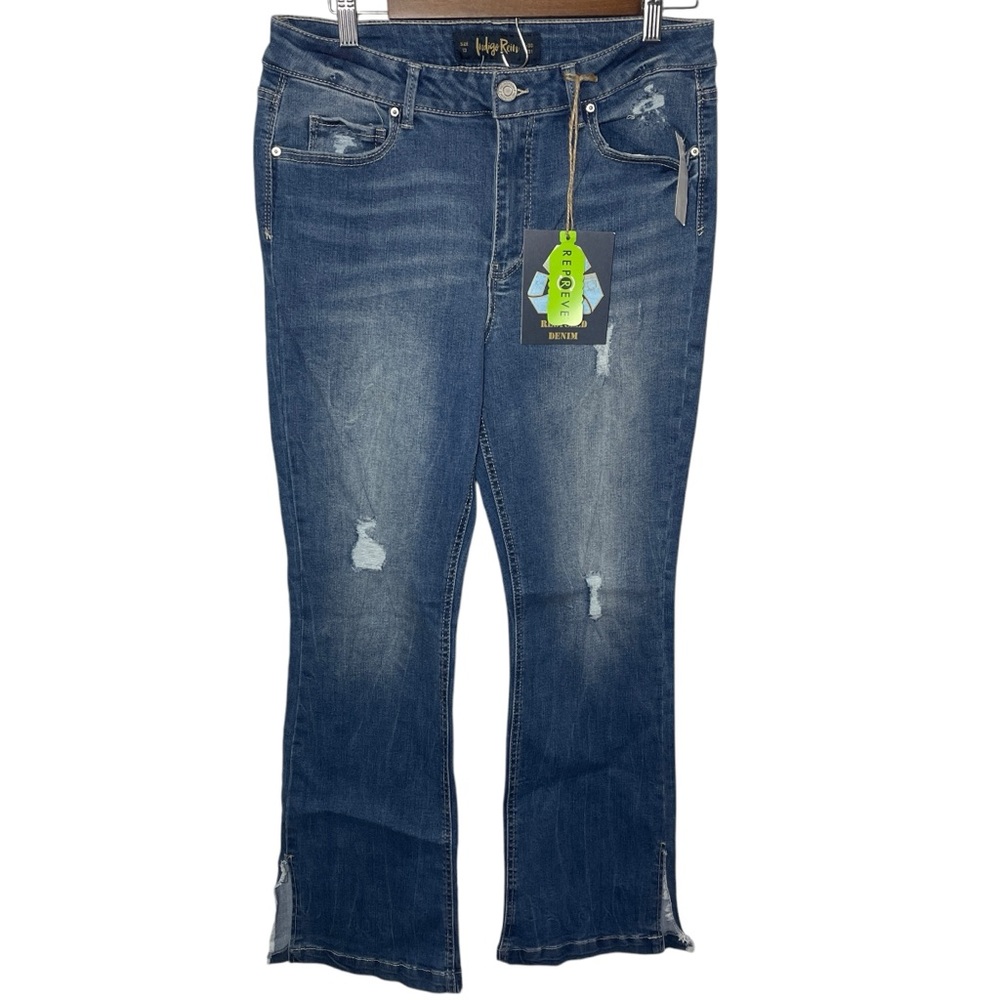 Indigo Rein NWT Blue Boot Cut Jeans Distressed size 13 30 high rise